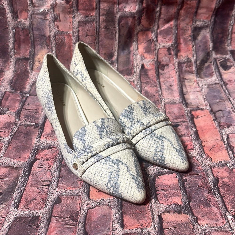 Cole Haan Mabel Skimmer Loafers Chalk Python Print Leather Size 6 B View 4